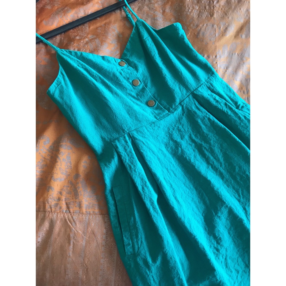 Urban outfitters teal blue linen strappy sundress